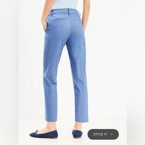 Loft Riviera slim pants in blue texture.